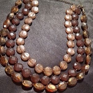 Vintage Multi-Strand Brown and Gold Necklace